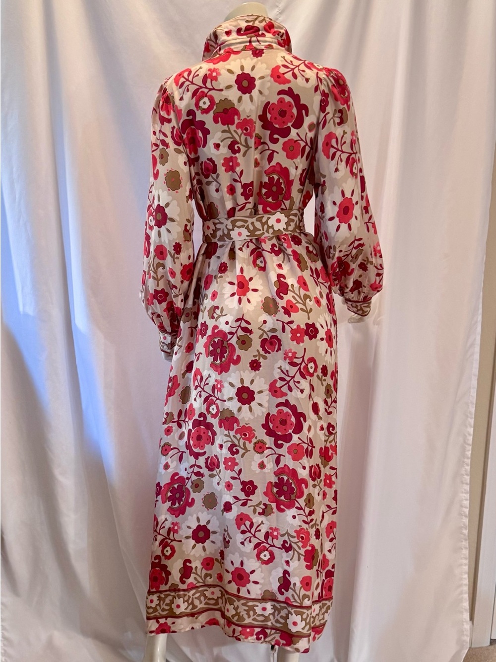 J. McLaughlin:Serena Maxi Shirt Dress with Red Floral Print:Size L - Picture 2 of 10